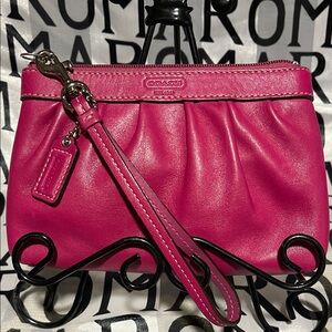 Coach Fuchsia Leather Wristlet